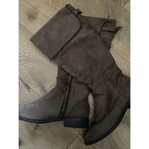 Vintage 90s Y2K Candies Tan Chunky Platform Suede Boots 7 1/2